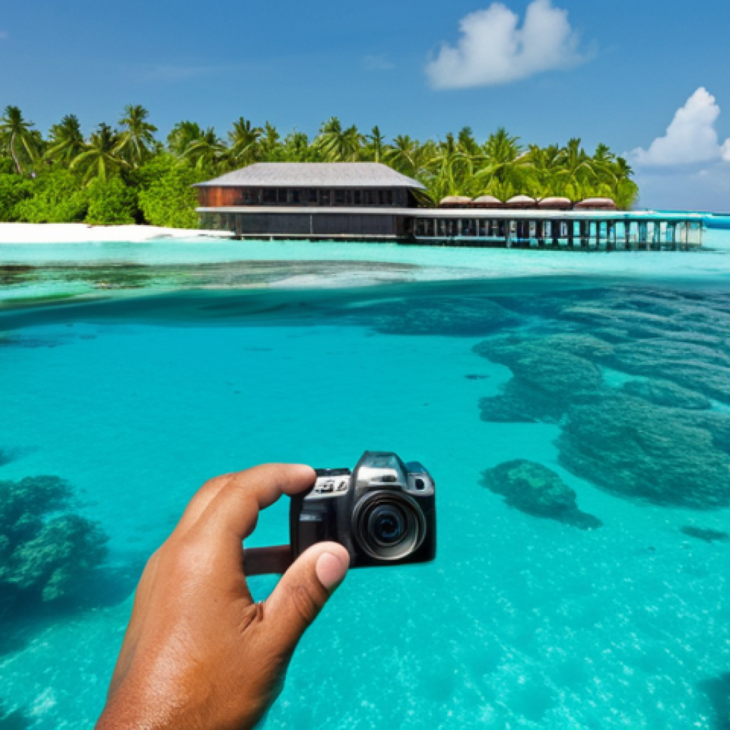 Sustainable Tourism in the Maldives**

"A professional photographer capturing a scene of eco-tourism in the Maldives, featuring tourists respectfully observing marine life while scuba diving; a luxury resort incorporating sustainable architecture and renewable energy sources is visible in the background; crystal clear turquoise water; sunny day; fully clothed tourists; appropriate content; safe for work; professional, perfect anatomy, natural proportions, well-formed hands, proper finger count, natural pose, modest."

**