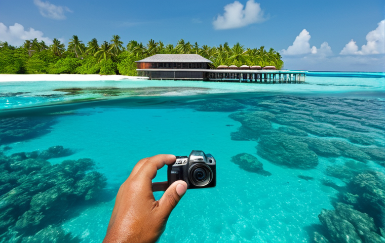 Sustainable Tourism in the Maldives**

"A professional photographer capturing a scene of eco-tourism in the Maldives, featuring tourists respectfully observing marine life while scuba diving; a luxury resort incorporating sustainable architecture and renewable energy sources is visible in the background; crystal clear turquoise water; sunny day; fully clothed tourists; appropriate content; safe for work; professional, perfect anatomy, natural proportions, well-formed hands, proper finger count, natural pose, modest."

**