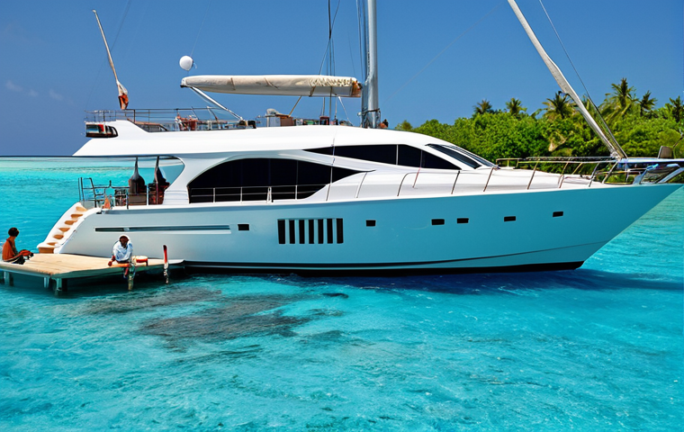 Yacht in Paradise**

"A luxury yacht sailing in the crystal-clear waters of the Maldives, surrounded by small, uninhabited islands, fully clothed tourists relaxing on deck, enjoying the tropical scenery, safe for work, appropriate content, family-friendly, perfect anatomy, correct proportions, professional photography, high quality"

**